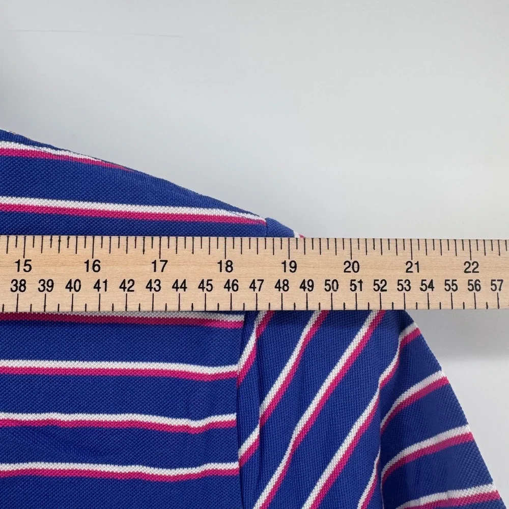 Polo Ralph Lauren Mens Large Pima Cotton Striped Polo Shirt Blue Pink White